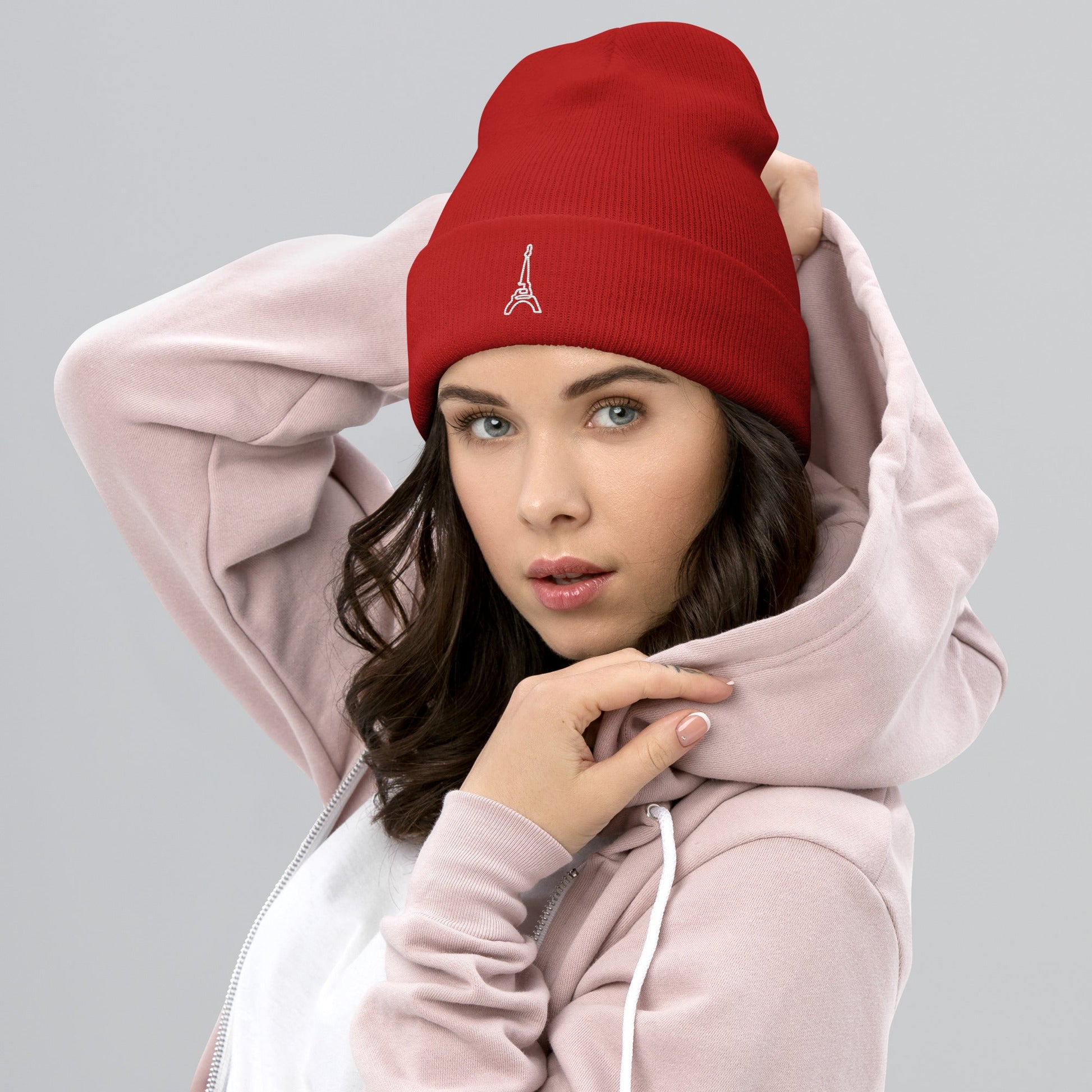 tsgabrielle™ • tsgabrielle™ • Trans / Women's Cuffed Beanie Red (Paris) • Hats • Trans / Women's Cuffed Beanie Red (Paris) • TSG3 - PA04 - 2400070 •