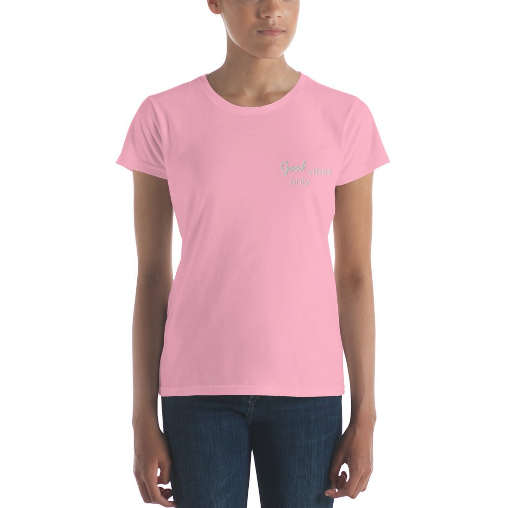 tsgabrielle™ • tsgabrielle™ • Trans / Women's Short Sleeve T-Shirt - Good Vibes • Apparel & Accessories • Trans / Women's Short Sleeve T-Shirt - Good Vibes • 9457721_4912 • Product mockup