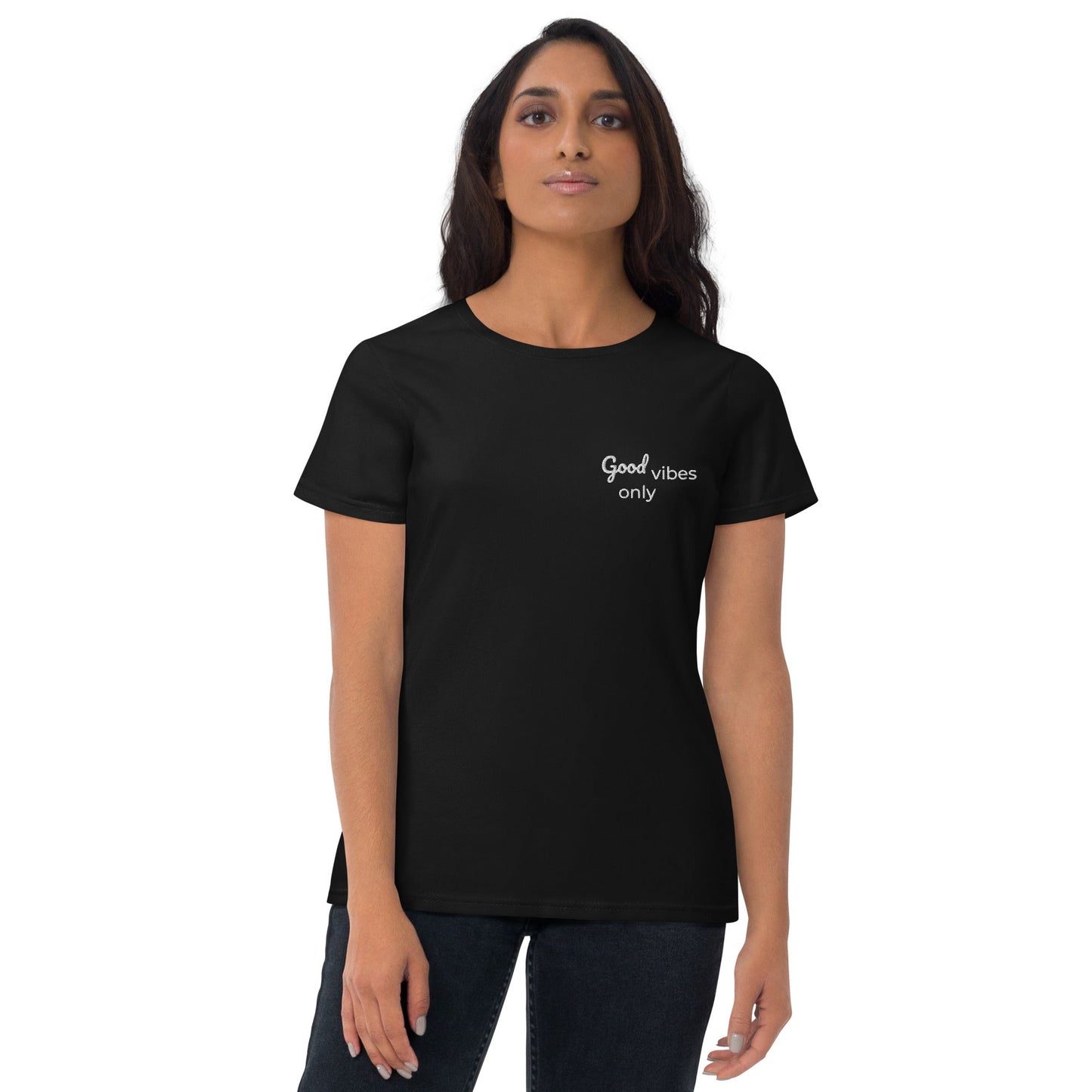 tsgabrielle™ • tsgabrielle™ • Trans / Women's Short Sleeve T-Shirt - Good Vibes • Apparel & Accessories • Trans / Women's Short Sleeve T-Shirt - Good Vibes • 9457721_4912 • Product mockup