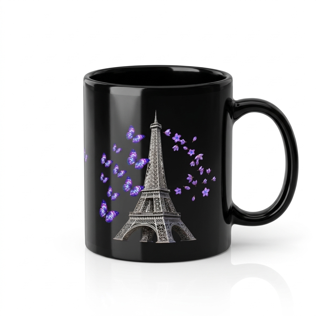 tsgabrielle® • París - La Torre Eiffel • Taza Brillante • Negra • Cerámica • 2 Tamaños - Black - View 31