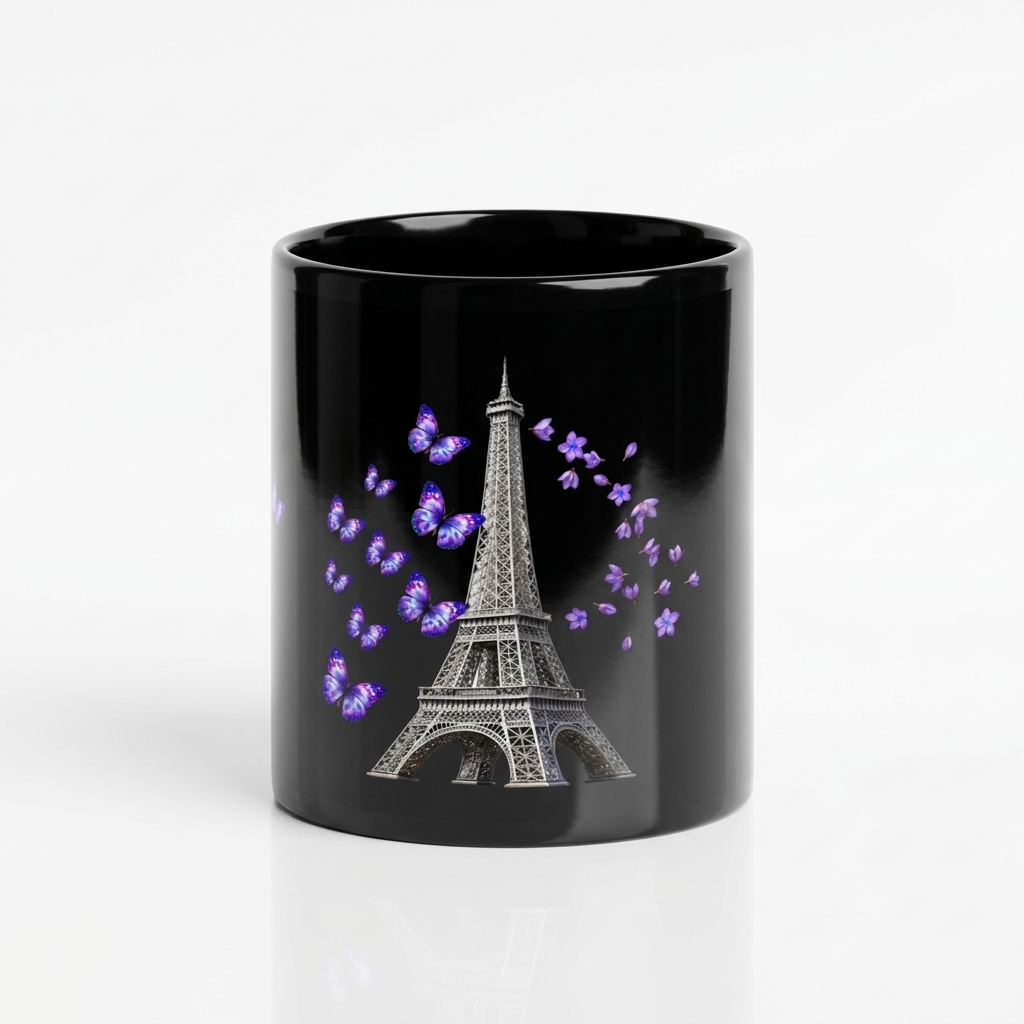 tsgabrielle® • París - La Torre Eiffel • Taza Brillante • Negra • Cerámica • 2 Tamaños - Black - View 6