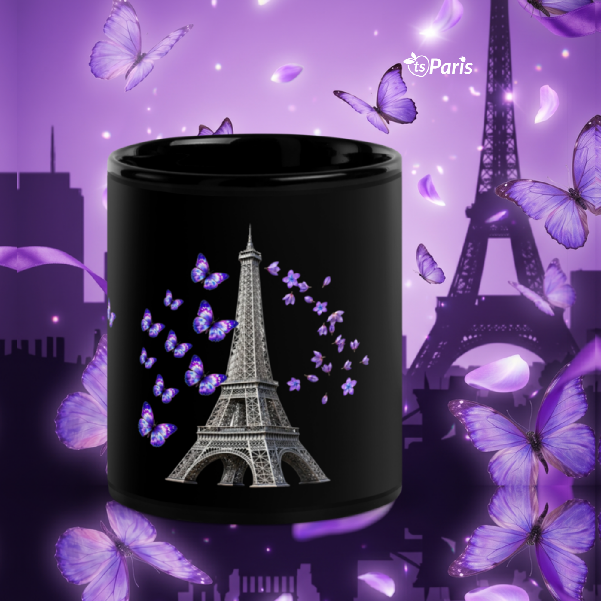tsgabrielle® • París - La Torre Eiffel • Taza Brillante • Negra • Cerámica • 2 Tamaños - Black - View 23
