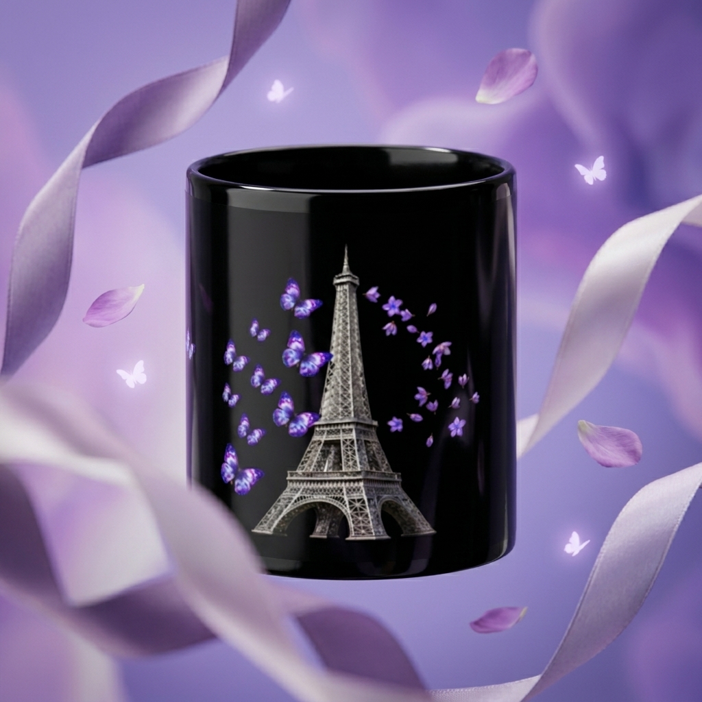 tsgabrielle® • París - La Torre Eiffel • Taza Brillante • Negra • Cerámica • 2 Tamaños - Black - View 13