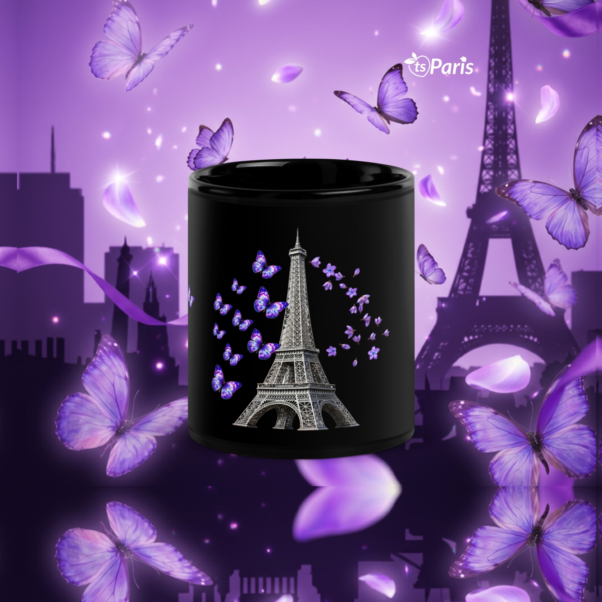 tsgabrielle® • París - La Torre Eiffel • Taza Brillante • Negra • Cerámica • 2 Tamaños - Black - View 33