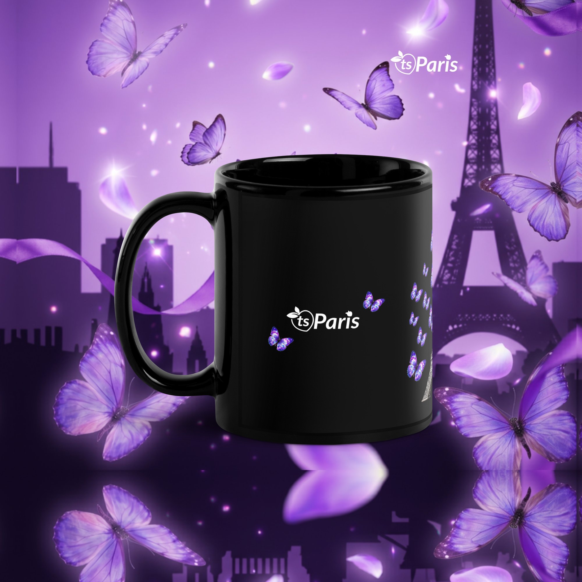 tsgabrielle® • París - La Torre Eiffel • Taza Brillante • Negra • Cerámica • 2 Tamaños - Black - View 34