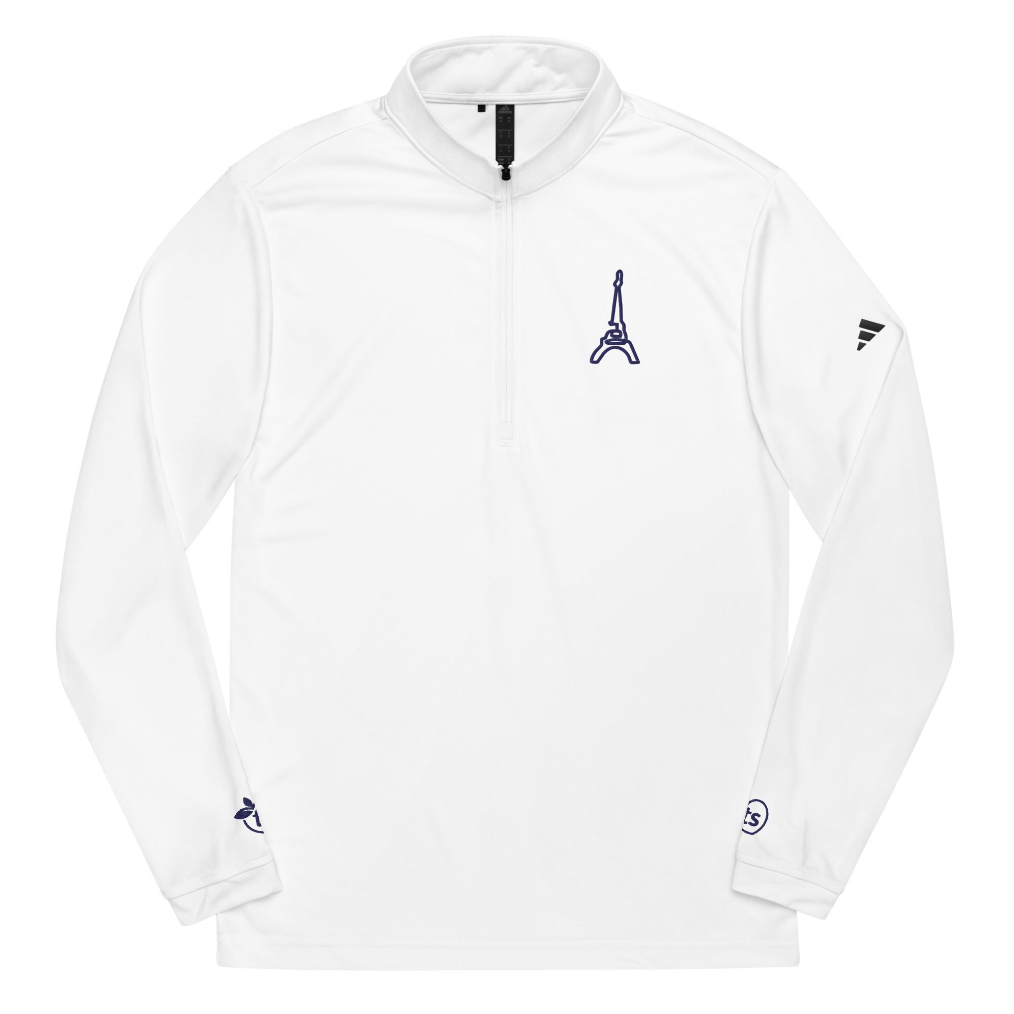 adidas® by tsgabrielle® • Hombres • París - La Torre Eiffel • Suéter de Cuarto de Cremallera • Blanco