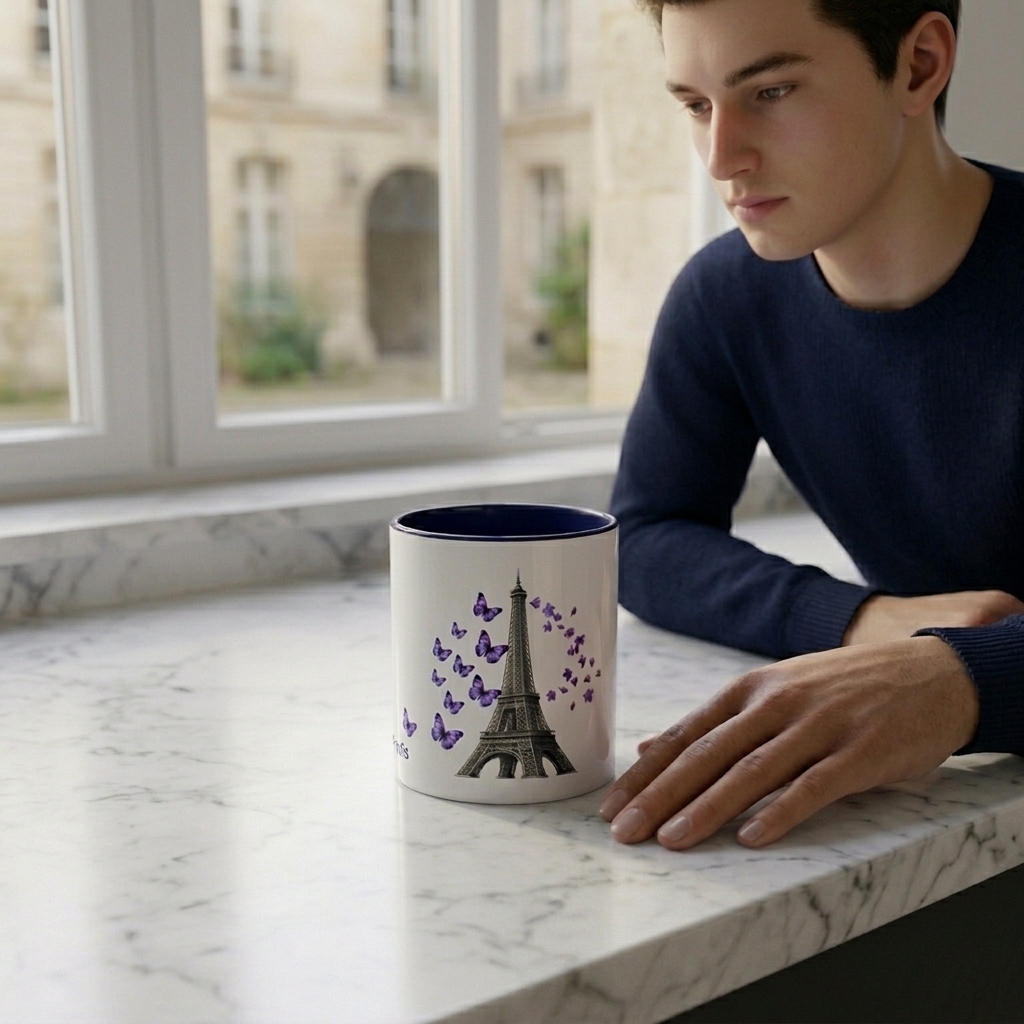 tsgabrielle® • París - La Torre Eiffel • Taza con Color Interior • Cerámica • 11 oz - Dark Blue - View 8