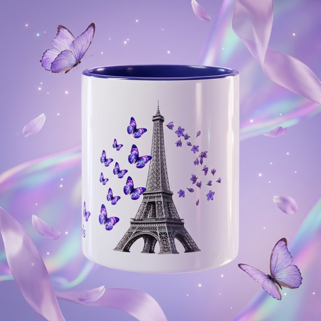 tsgabrielle® • París - La Torre Eiffel • Taza con Color Interior • Cerámica • 11 oz - Dark Blue - View 6