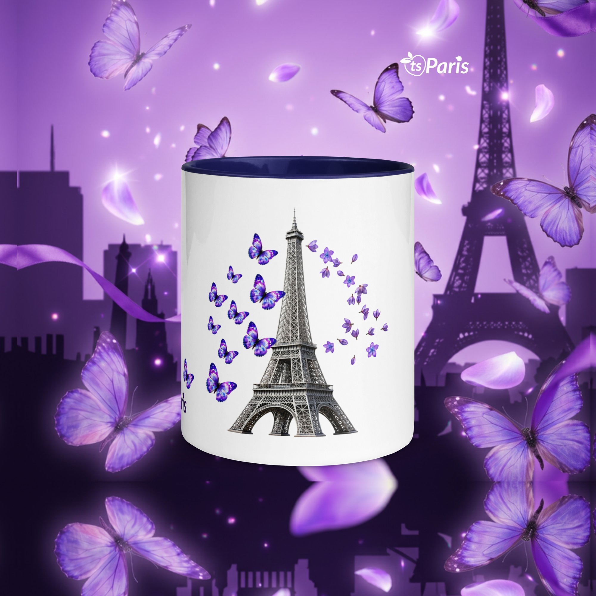tsgabrielle® • París - La Torre Eiffel • Taza con Color Interior • Cerámica • 11 oz - Dark Blue - View 10