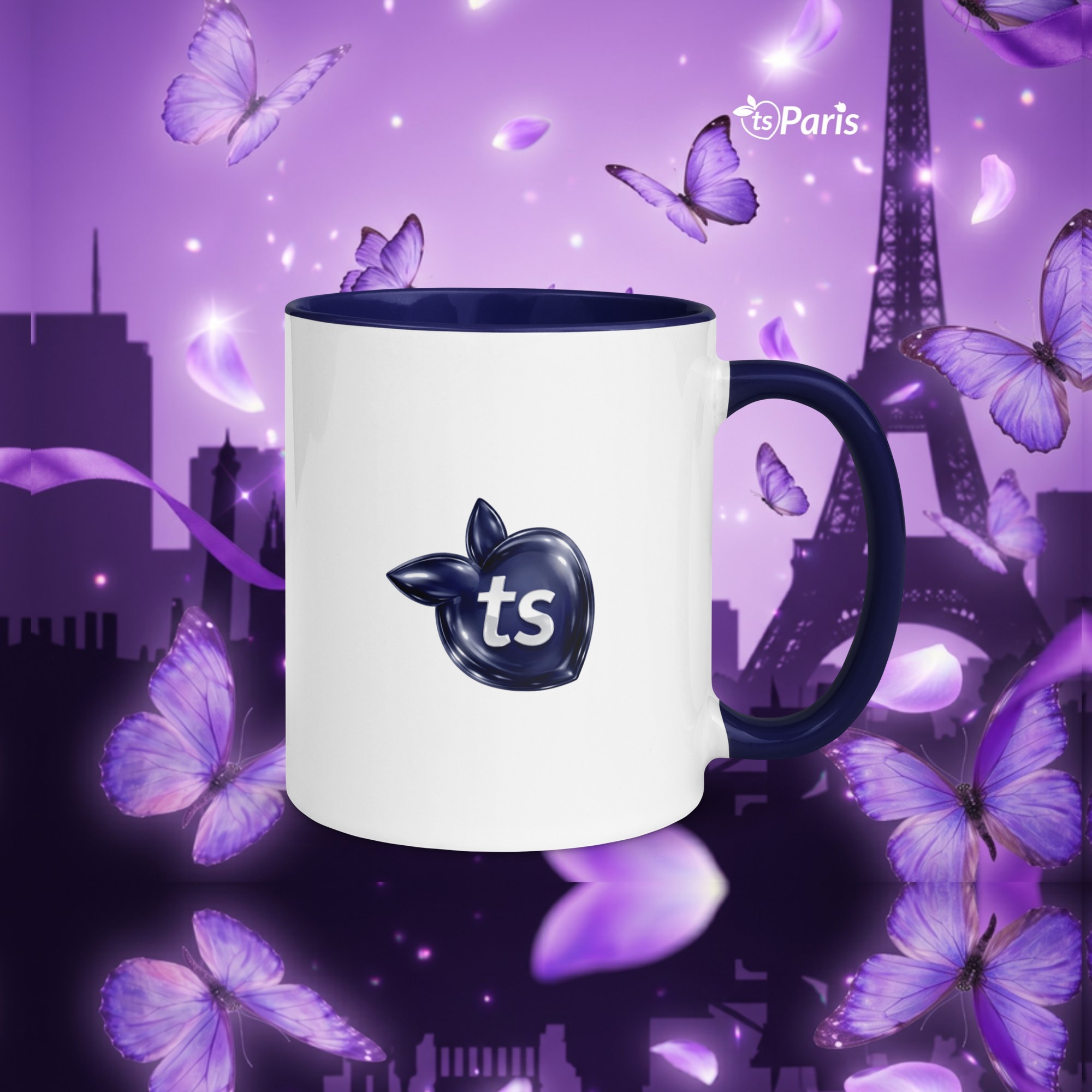 tsgabrielle® • París - La Torre Eiffel • Taza con Color Interior • Cerámica • 11 oz - Dark Blue - View 11